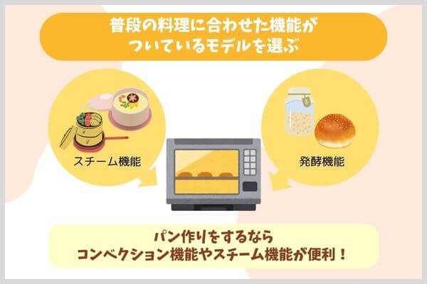 普段の料理に合わせた機能がついているモデルを選ぶ