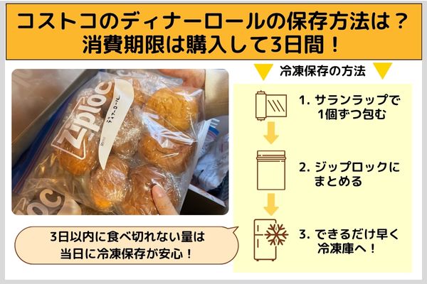 コストコのディナーロールの保存方法は？消費期限は購入して3日間！