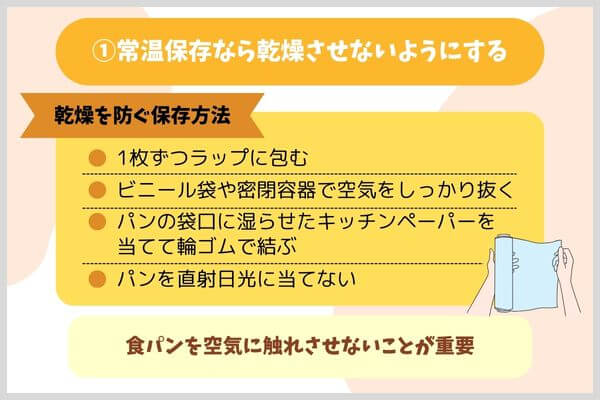 常温保存なら乾燥させないようにする