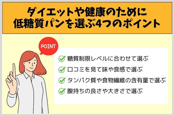ダイエットや健康のために低糖質パンを選ぶ4つのポイント