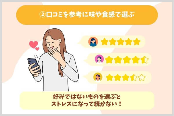②口コミを参考に味や食感で選ぶ