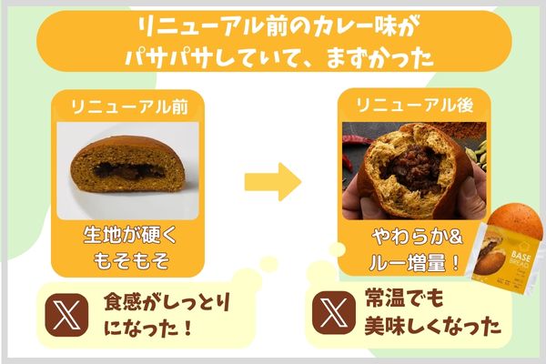 リニューアル前のカレー味がパサパサしていて、まずかった