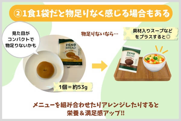 1食1袋だと物足りなく感じる場合もある