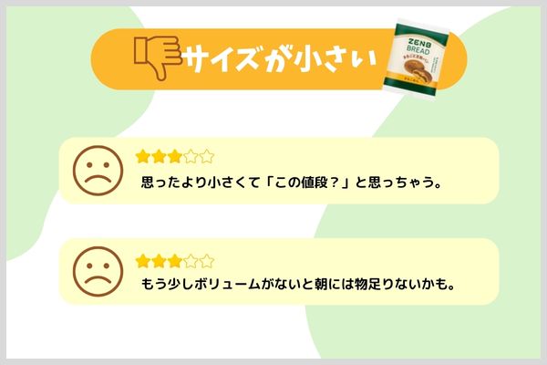 ゼンブブレッド　口コミ　サイズが小さい