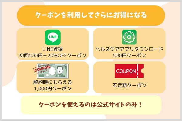 クーポンを利用してさらにお得になる
