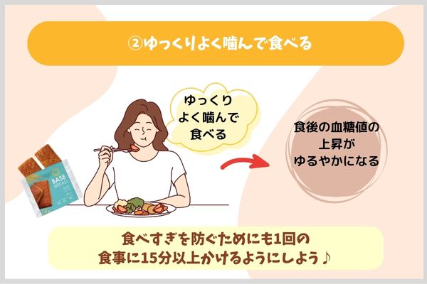ゆっくりよく噛んで食べる