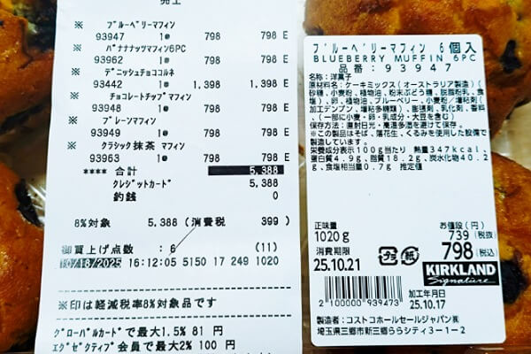 コストコ ブルーベリーマフィン 原材料