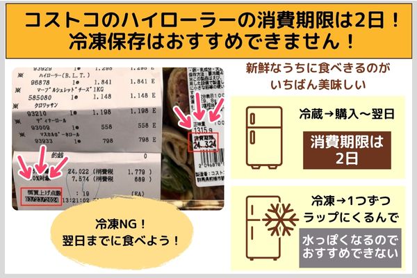 コストコのハイローラーの消費期限は2日！冷凍保存はおすすめできません！